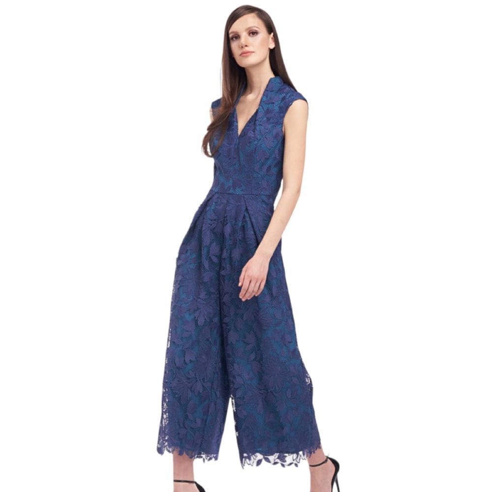 Kay Unger Navy Blue Lace Jumpsuit Romper